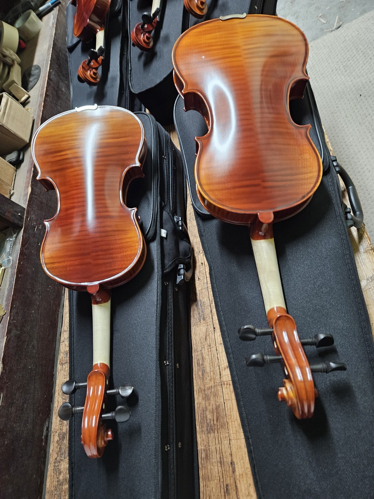 5 NICE USED FULL SIZE TIGER FLAMED VIOLINS WITH BOW AND CASE eBay