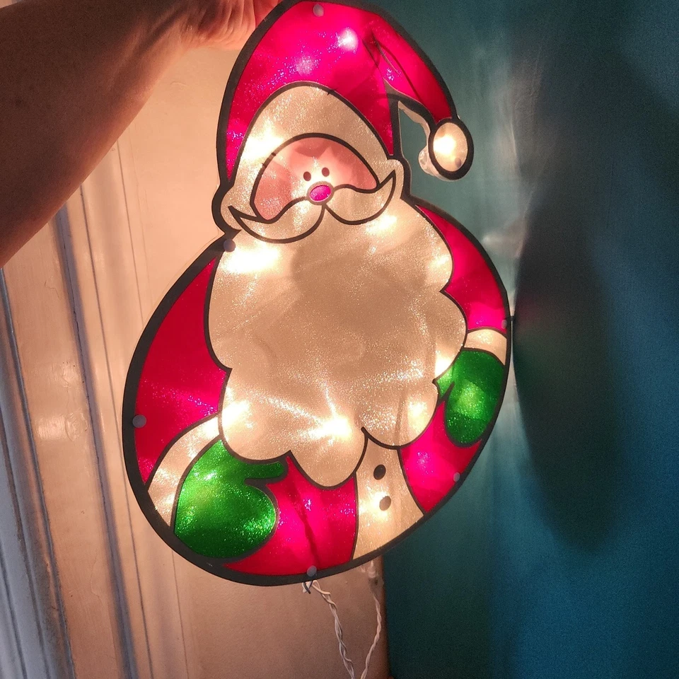 Escultura de ventana brillante iluminada de Papá Noel decoración navideña interior/exterior Foto 4 de 4