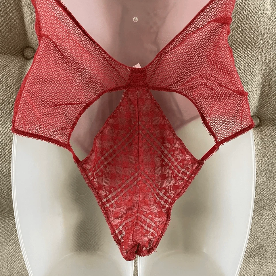 Body lencería Victoria’s Secret rojo óxido naranja malla encaje L Foto 4 de 4