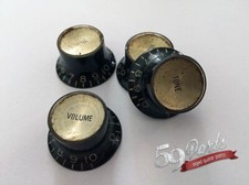 4 AGED RELIC GIBSON REFLECTOR KNOBS BLACK GOLD LES PAUL US SIZE 59 PARTS