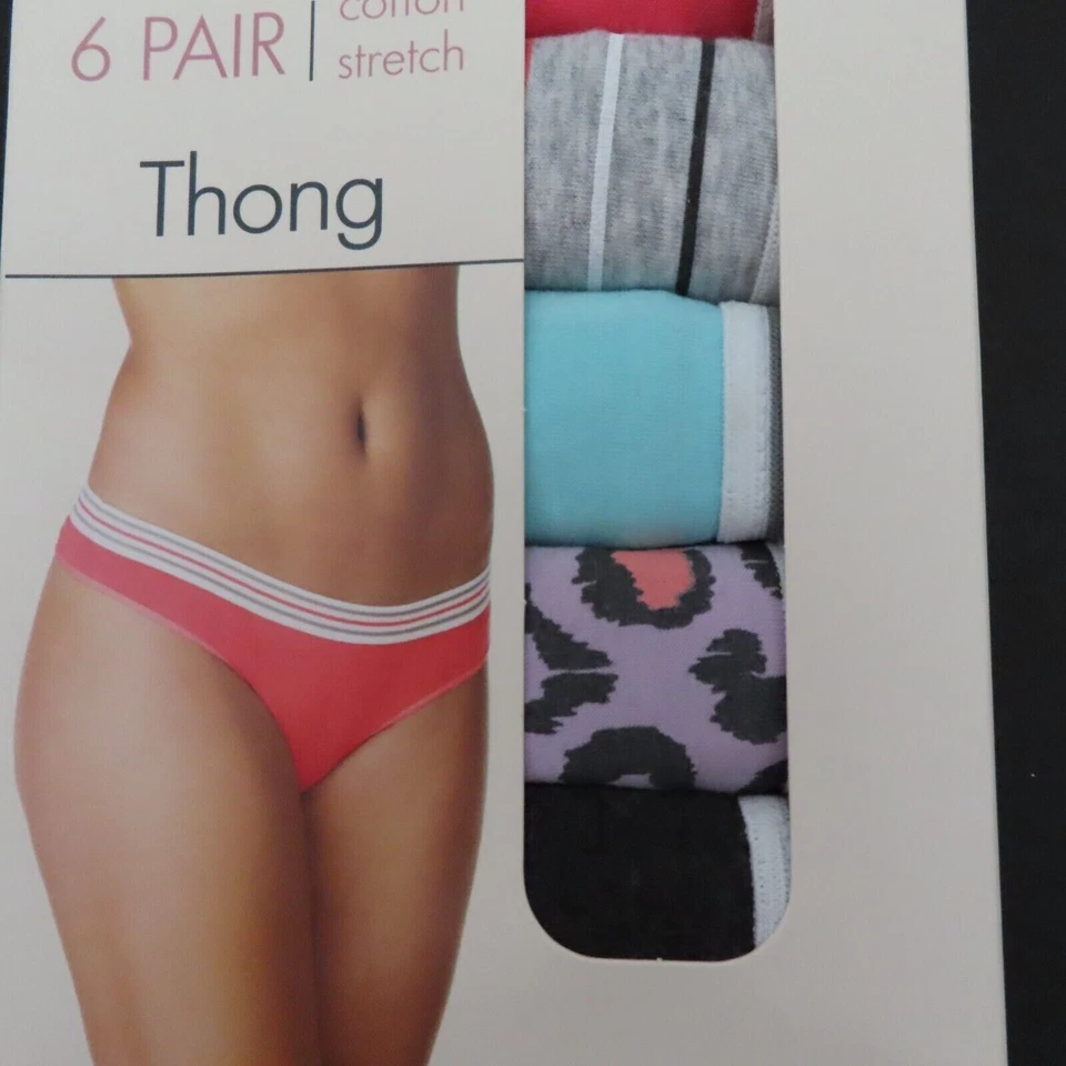 Secret Treasures Womens 20 XXL 6 Pair Cotton Stretch Animal Print Thongs NEW - Image 4 of 4