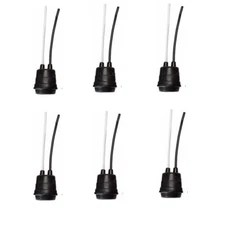 6 Pcs Waterproof Black Pigtail Lamp Light Holder Socket E26 E27 250V 6A C332