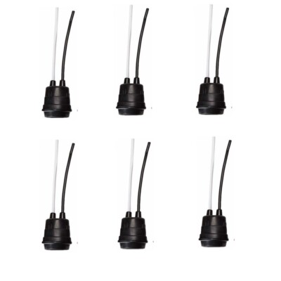 6 Pcs Waterproof Black Pigtail Lamp Light Holder Socket E26 E27 250V 6A C332