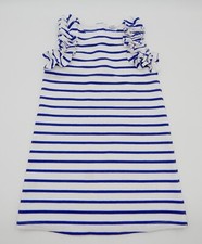 Janie And Jack Blue Striped Girls Ruffle Sleeveless Button Closure Size 6