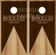 Wood Stain Triangle Name Cornhole Wrap Bag Toss Skin Decal Sticker