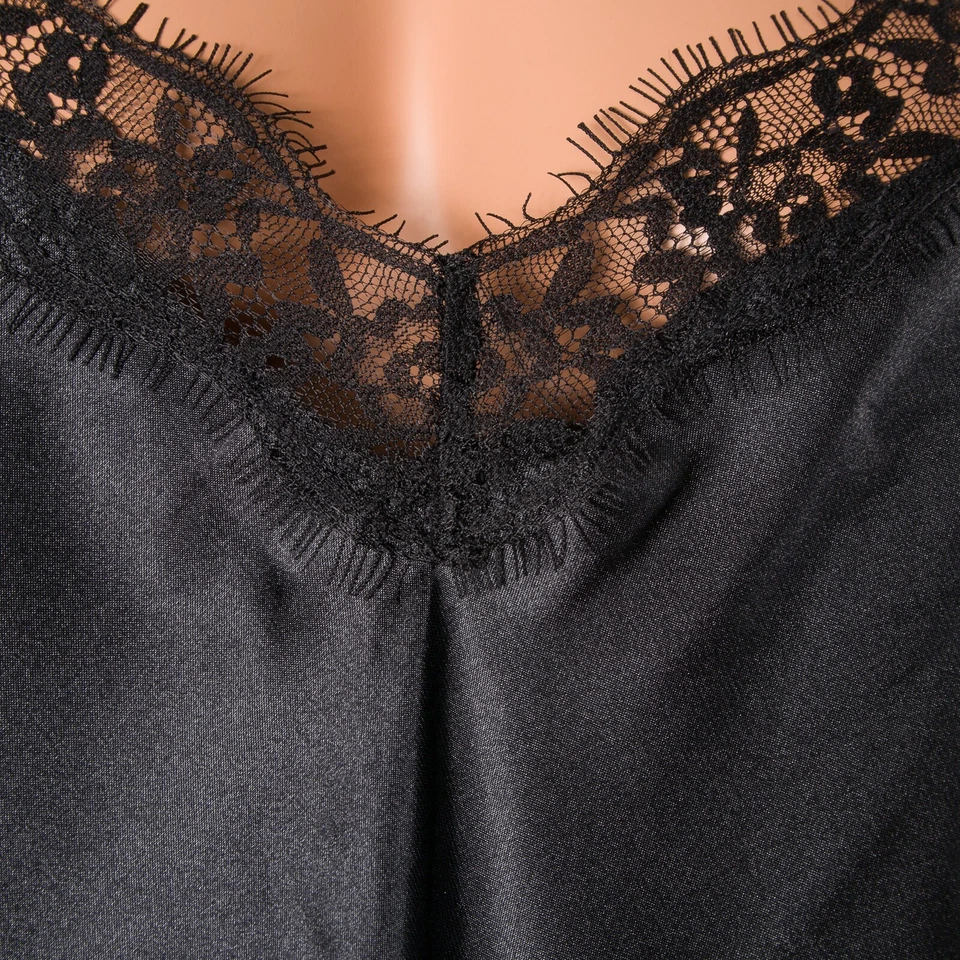 💖 Sexy Vestido Camisón Vintage SECRET TREASURES 3XL Negro Satinado Quimise Foto 3 de 4