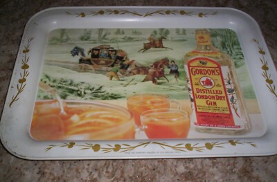 VINTAGE GORDONS DISTILLED LONDON DRY GIN TIN TRAY FROM THE GORDON GALLERY
