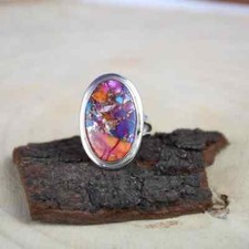 Solid 925Sterling silver Natural Pink Oyster Turquoise Ring Gemstone For Her J 7
