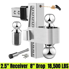 YATM Trailer Hitch Fits 2.5 Inch Receiver, 8 Inch Adjustable Drop Hitch,18500LBS