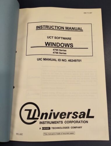 Universal Instruments HSP 4795 4796 Windows UCT Manuale software 46249701 - Foto 2 di 2