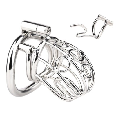 Stainless Steel Male Chastity Device Metal Cage Men Puncture Piercing Hook CC621