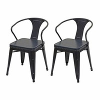2Er-Set Stuhl Hwc-H10D, Esszimmerstuhl, Metall Kunstleder Gastro, Schwarz-Grau