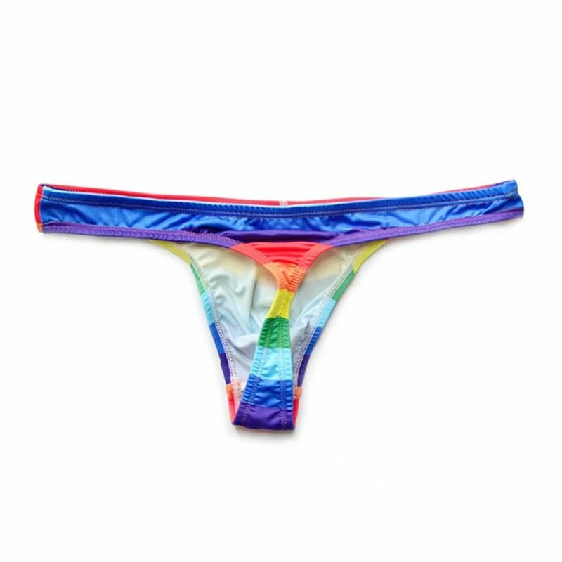 Arco Iris Tanga Calzoncillos Ropa Interior Hombres Gay Mini Calzoncillos T-back Playa Verano Traje de Baño Foto 4 de 4