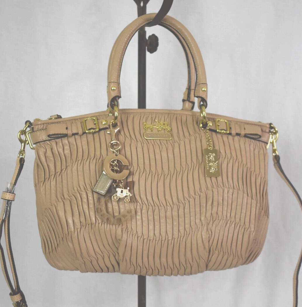 Coach F18620 Madison Gathered Leather Satchel in TAN | eBay