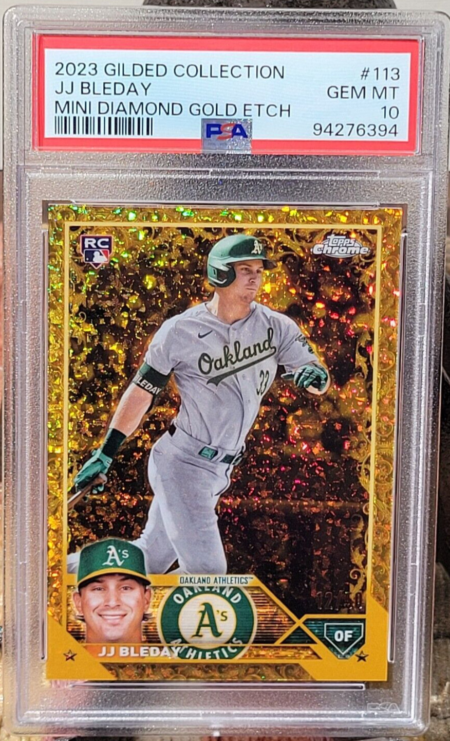 2023 Topps Gilded Mini Diamond Gold Etch #113  JJ BLEDAY RC   PSA 10  A's  12/50