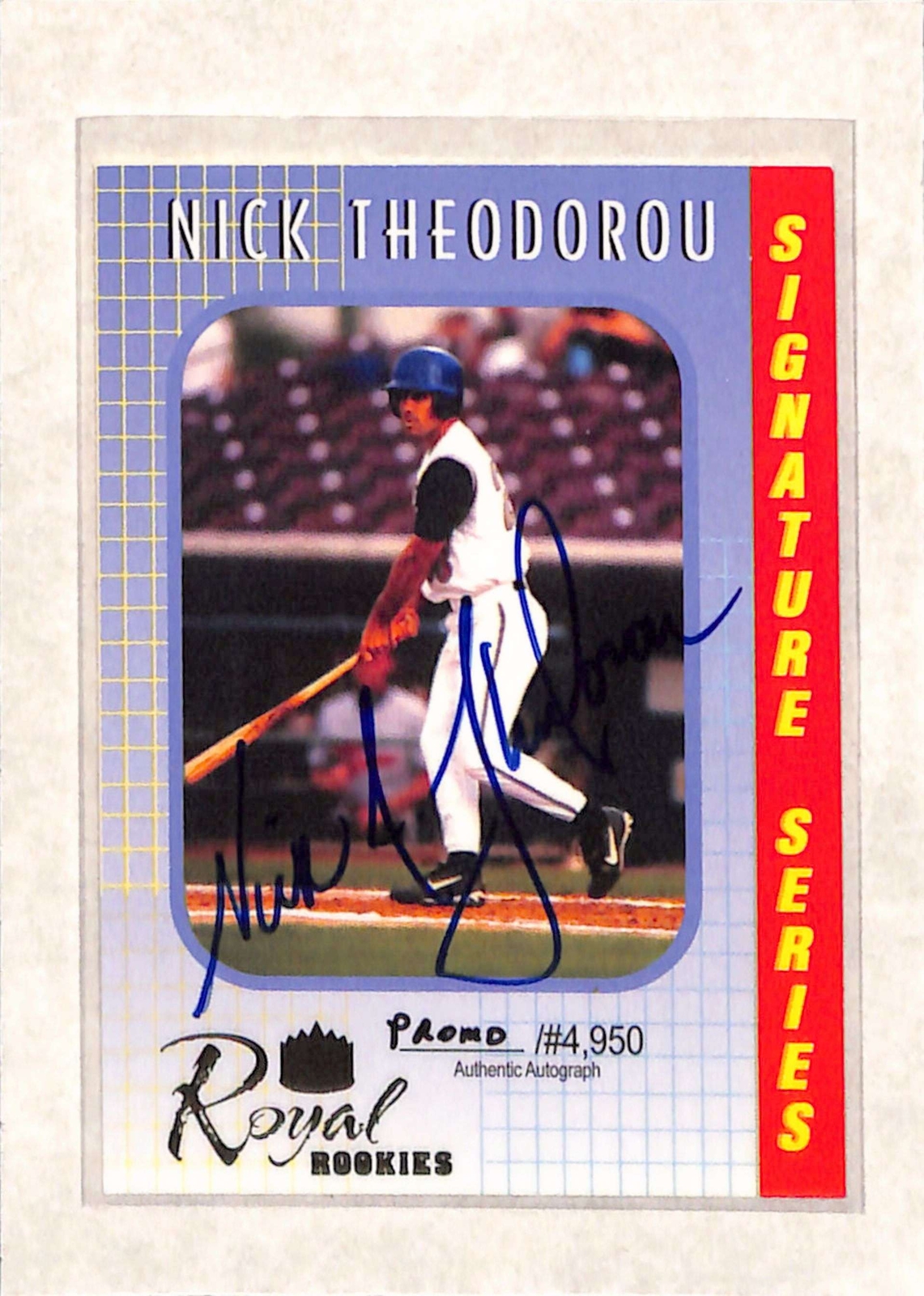 2000 Royal Rookies  #11 Nick Theodorou Promo Auto RC /300 NM