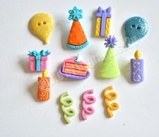 Happy Birthday / Dress It Up Party Themed Craft Buttons