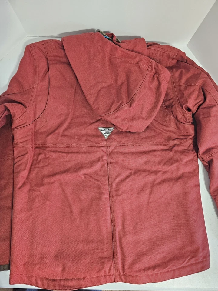 Columbia PHG Real Tree Roughtail Hooded Work Jacket Red Rust Men’s Small NWT - Image 3 of 4