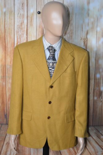 Hugo Boss Herren Leinen, Wolle, Nylon Honigfarben 3 Knopf Sport Mantel Gr. 40SH