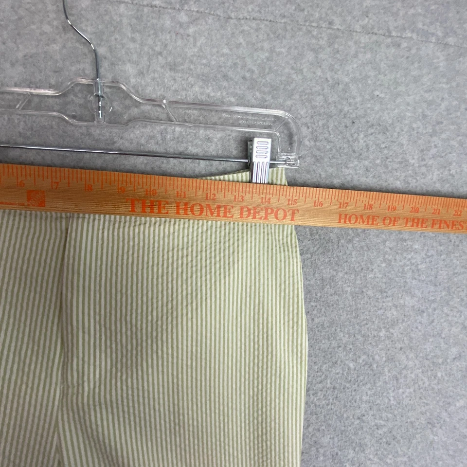 Pantalones cortos Kate Hill para mujer 6 rayas verdes Seersucker tiro alto recortados Foto 4 de 4