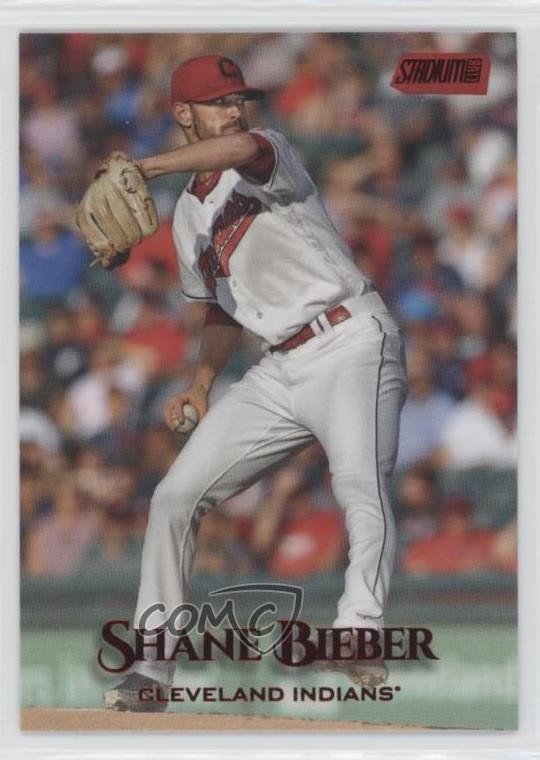 2019 Topps Stadium Club Red Foil Shane Bieber (Named as Justin on Back) #72 u6m