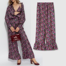 GUCCI PANTS FLUID SILK FLORAL PRINT STRETCH WAIST $1,700 sz 40 / 4