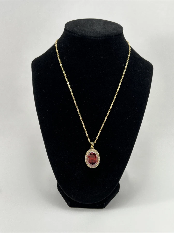 Stauer Red Hot Lovers Conjunto Collar, Pulsera, Pendientes Piedra Roja Oro Joyería Foto 3 de 4