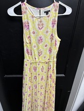 NWT Ann Taylor Ladies Sleeveless Yellow and Pink Flower Dress - Size 6