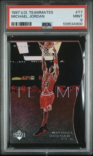 1997 Upper Deck UD Teammates Die-Cut Michael Jordan Card #T7 PSA 9 MINT Bulls