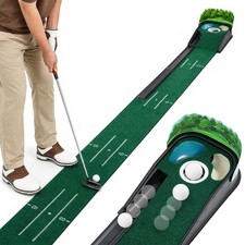 Indoor Golf Putting Green Mat with Auto Ball Return - 8ft Precision Training