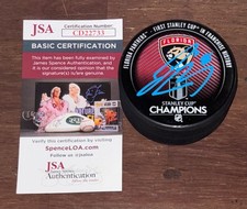 Josh Mahura Signed Florida Panthers 24 Stanley Cup Champs Hockey Puck JSA