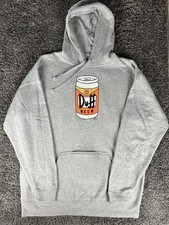 Duff Beer Hoodie Mens 2XL Gray The Simpsons Beer Pocket Cartoon