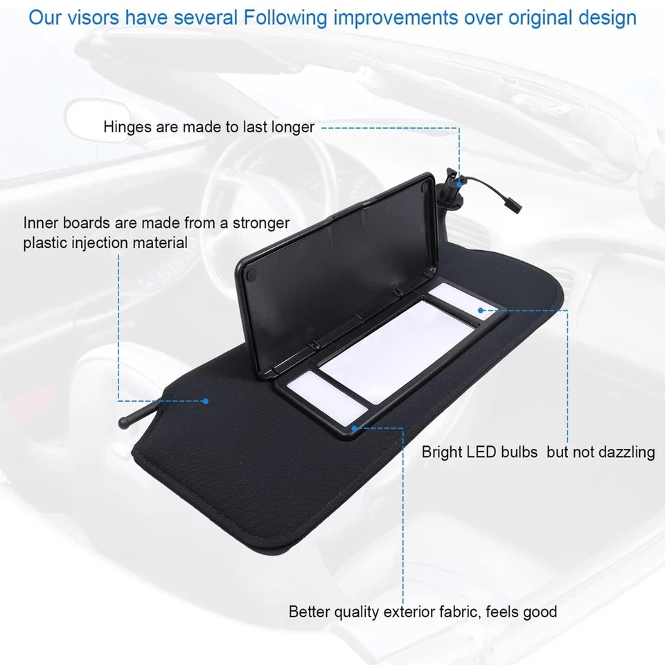 Pair Sun Visors Sun Shades Updated For 1997-2004 Corvette C5 w/ Bright LED Light Foto 4 de 4