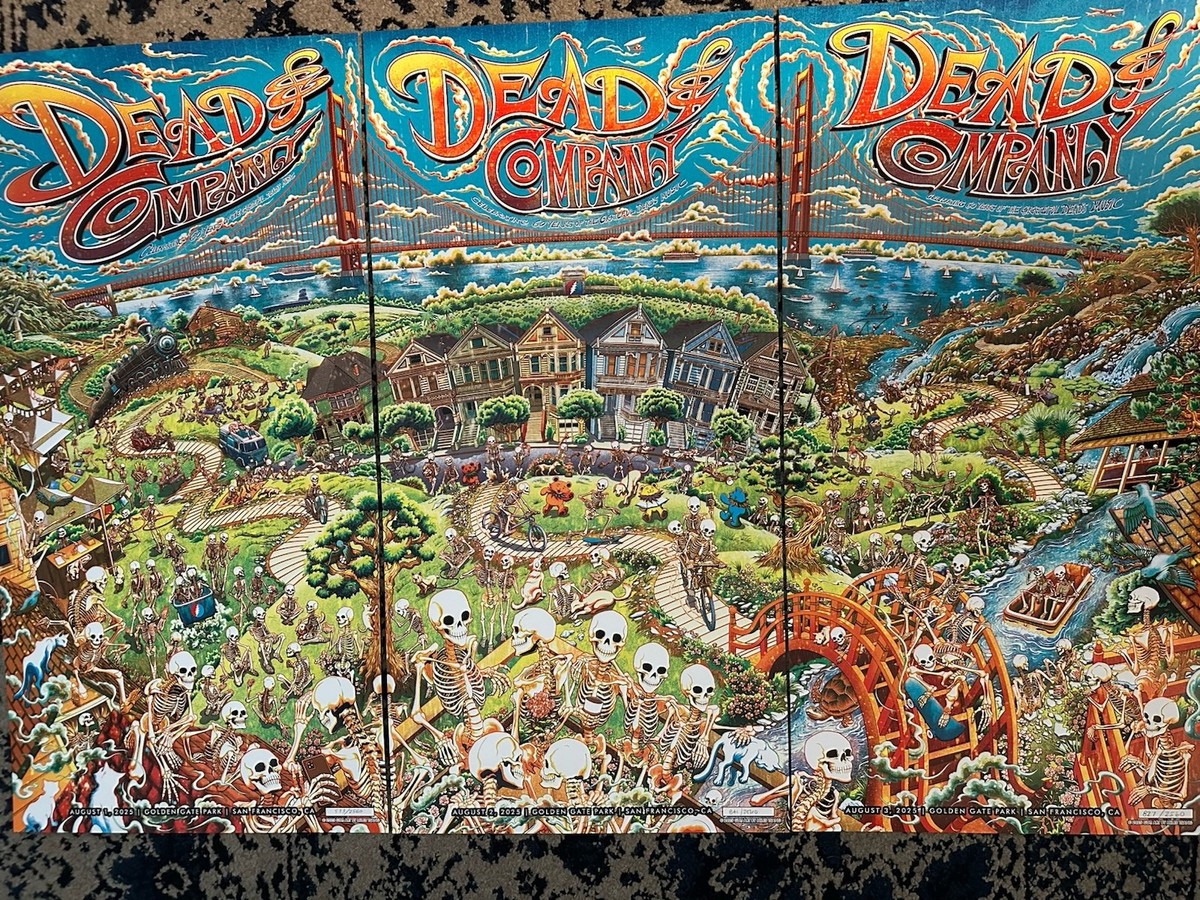 Dead and Company 3 Panel Poster Set Golden Gate Park 8/1,2,3
