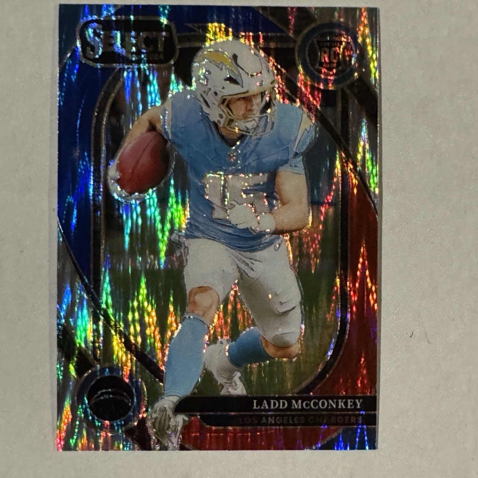 2024 Panini Select - Club Level Ladd McConkey #268 Red & Blue Shock Prizm (RC)