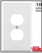(10-Pack) 1-Gang White Duplex Outlet Midway Wall Plate Outlet Cover