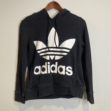 Adidas Originals Hoodie Sz XS Women  s Black Hoodie Pullover Sweatshirt