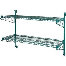 Nexel Poly-Green Adjustable Wall Mount Wire Shelving 2 Shelf Starter