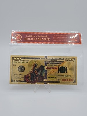 24k Gold Foil Plated Jay Decay Garbage Pail Kids Banknote Cartoon Collectible