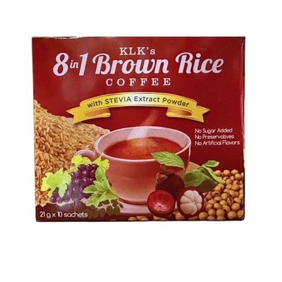 KLK's 8 in 1 Brown Rice Coffee with Stevia Extract Powder | 10 Sachets (21g /e)
