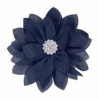 Elegante Blumenbrosche FüR Frauen, Florale Kristallbrosche, Dunkelblau