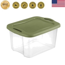 40 Quart Clear Plastic Storage Bin with Latch Lid Comfort Grip Storage Box ...