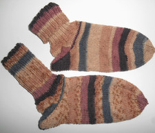 Socken handgestrickt m.Wolle Relax Strümpfe Mauve gemustert Gr.37/38 max.39 Neu