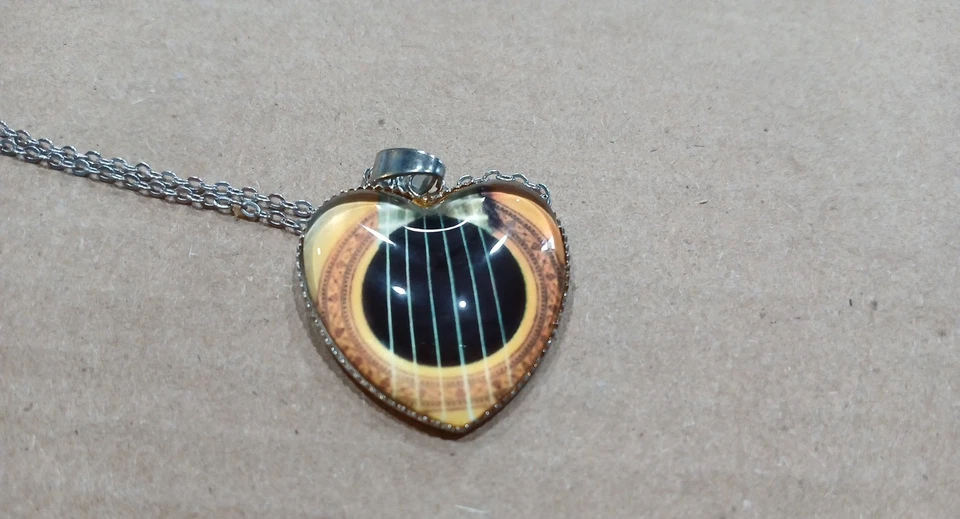 Guitar Pick Heart Necklace And Charm Leather Pouch I Pick You Always And Forever - Image 2 of 4