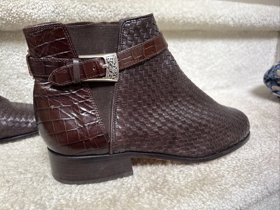 Botines Brighton para mujer de cuero tejido marrón talla 8,5 Foto 4 de 4