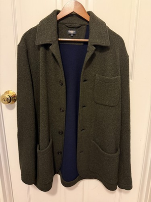 #ad #ad Faherty Reserve Wool Chore Coat Men#x27;s M Olive Double Faced Made in Portugal $145.00