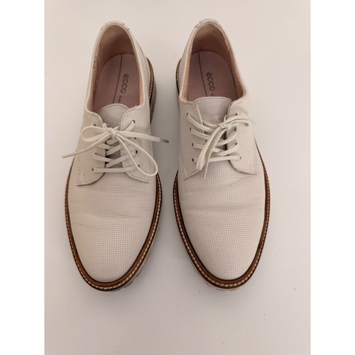ECCO Sartorelle 25 Tailored White Perforated Leather Oxfords Shoes 37 US 6-6.5