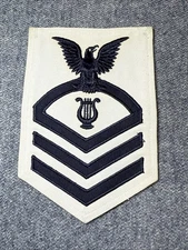 WW2 US Navy Musician CPO Chief Petty Officer White Twill  Badge