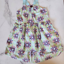 Tea 2t 100% cotton little girls summer sleeveless strappy blue green dress fisht