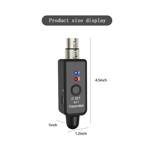 Sistema adattatore XLR wireless doppio trasmettitore e ricevitore per microfono mixer chitarra USA - Foto 4 di 17
